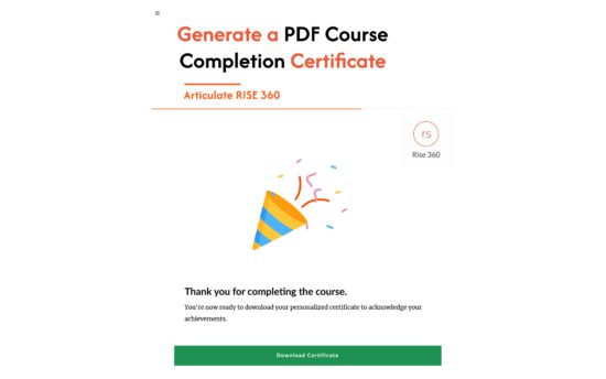 How to Generate a PDF Course Completion Certificate in Articulate Rise 360