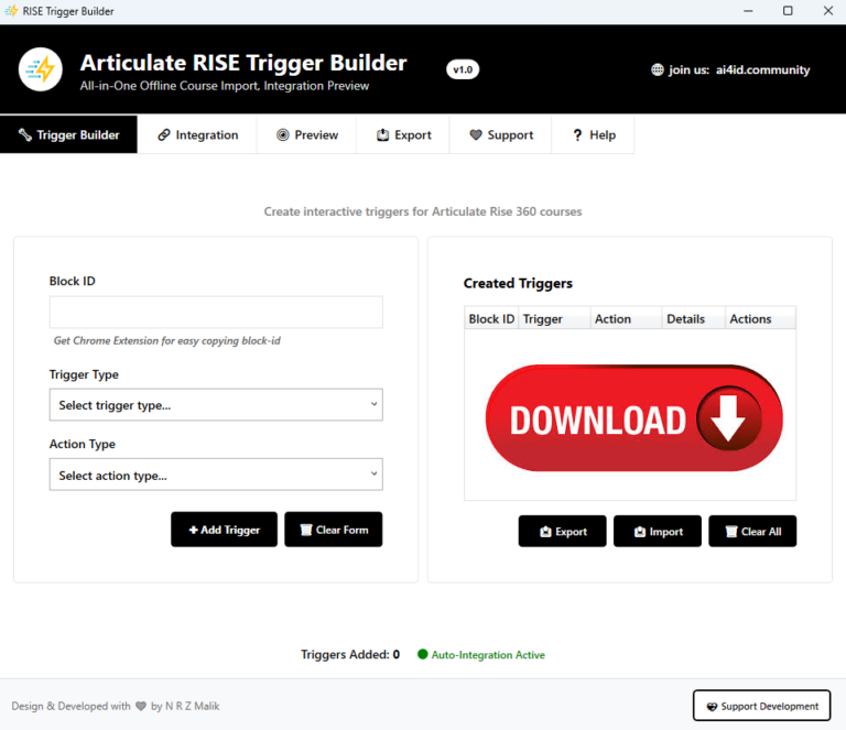 Articulate RISE trigger 360 Builder Download
