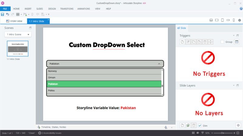 How to Create a Custom DropDown Select in Articulate Storyline (No Layers, No Triggers)